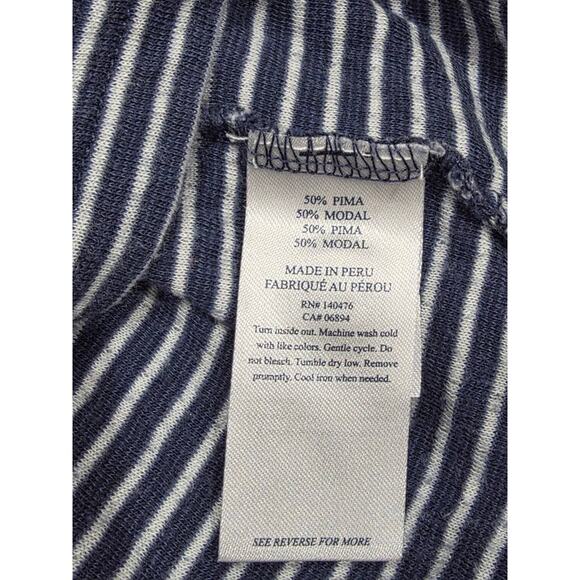 FAHERTY Luxembourg Pima Long Sleeve Polo Shirt Navy Cream Stripe L A003339 - Picture 8 of 10